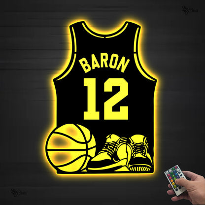 Custom Basketball Jersey LED Sign, Personalized Basketball LED Wall, Gift for dad, Basketball player gift, Sport Jersey Sign,Basketball sign