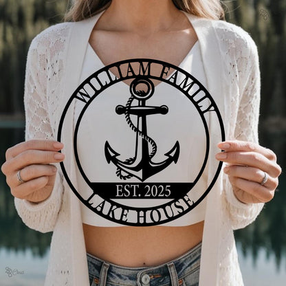 Custom Nautical Anchor Led Sign, Beach House Decor, Personalized Nautical LED Wall, Family Name Cabin Decor, Coastal Home Sign,Nautical gift
