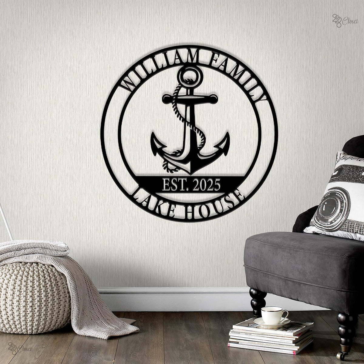 Custom Nautical Anchor Led Sign, Beach House Decor, Personalized Nautical LED Wall, Family Name Cabin Decor, Coastal Home Sign,Nautical gift