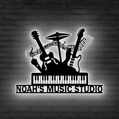 Custom Music Studio LED Sign, Band Room Decor, Gift for Musician, Personalized Music Studio Sign, Personalized LED Music Room Sign,Home Gift