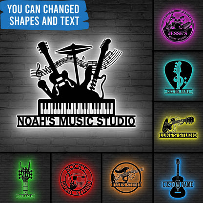 Custom Music Studio LED Sign, Band Room Decor, Gift for Musician, Personalized Music Studio Sign, Personalized LED Music Room Sign,Home Gift