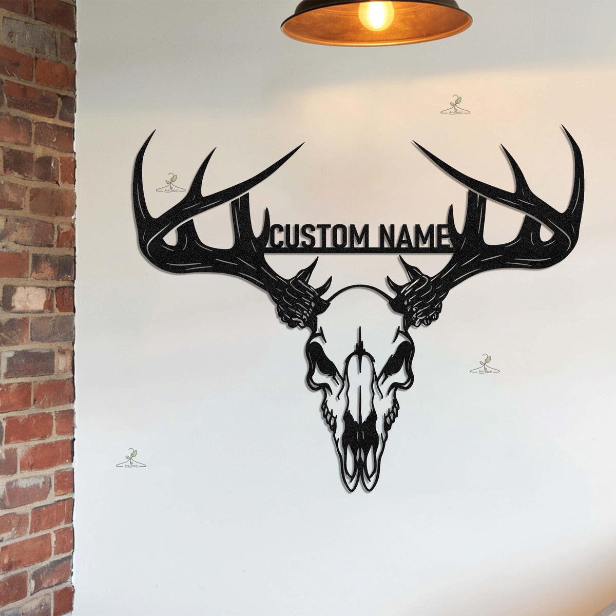 Custom Deer Skull Metal Sign, Personalized Antler Wall Decor, Gift for dad, Hunter Skull Wall Sign, Hunting Lodge Sign, Antler name sign