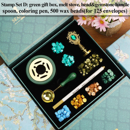 Custom wax seal stamp kit for wedding invitation , Custom wax stamp kit for gift , Wax seal kit , Initial wax seal stamp custom for gift