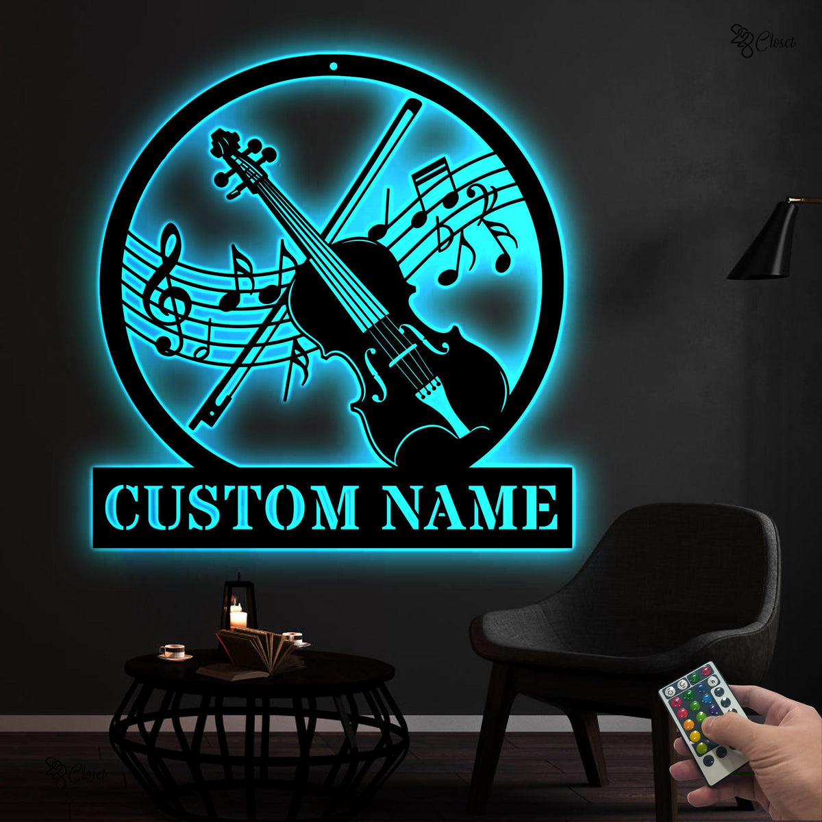 Personalized Violin LED Sign, Custom Music Wall Light with Name, Musical Notes for Musician, Music Note Violin Sign, Gift for Music Teacher