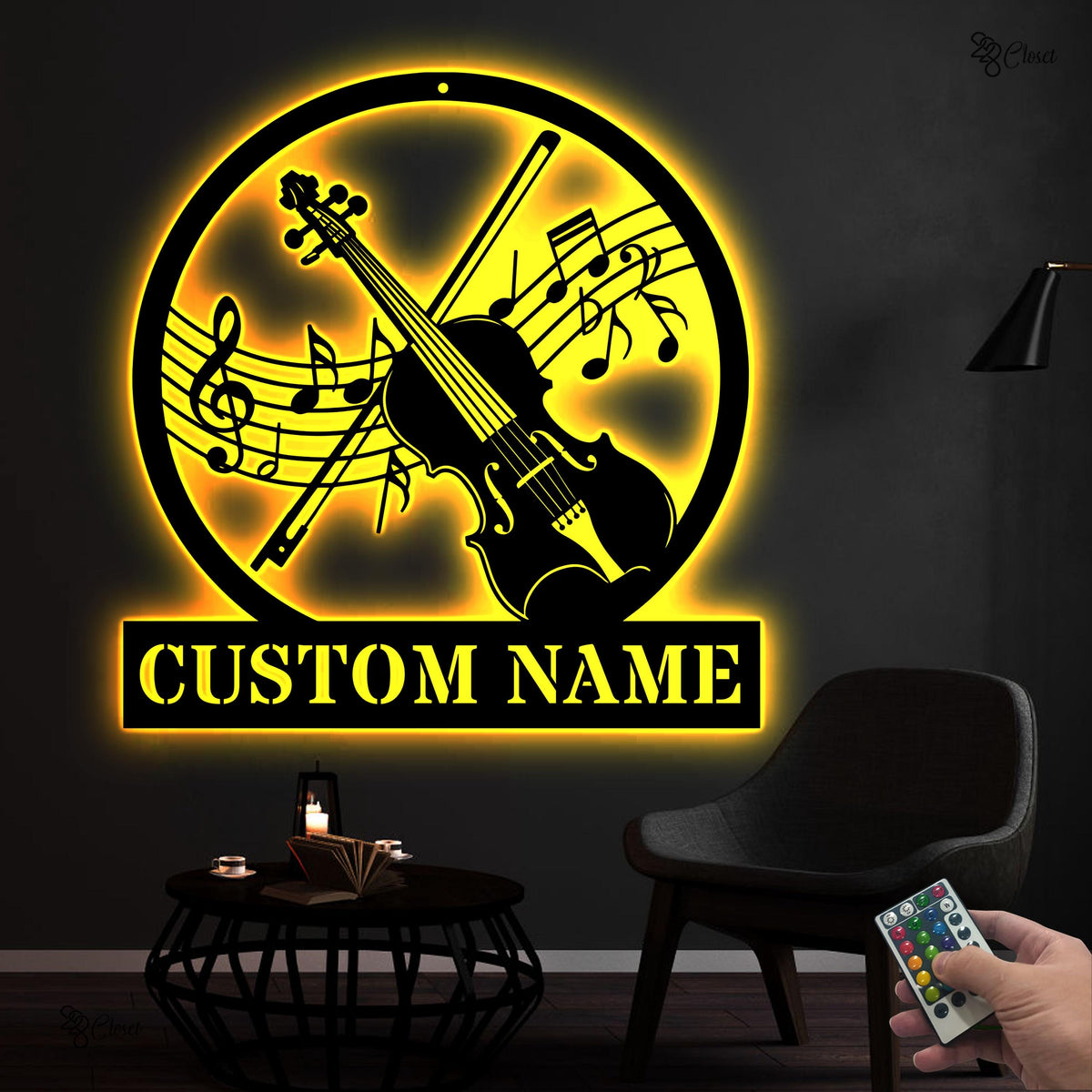 Personalized Violin LED Sign, Custom Music Wall Light with Name, Musical Notes for Musician, Music Note Violin Sign, Gift for Music Teacher