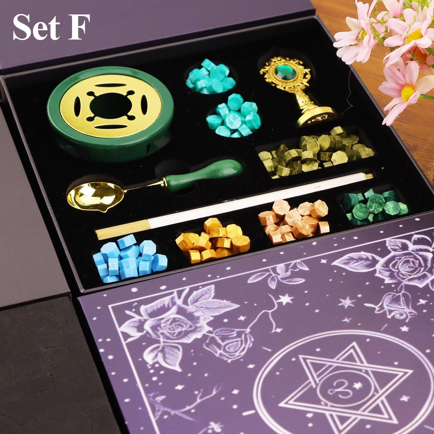 Zodiac Rose Custom Wax Seal Stamp Kit, Send Proof, Custom Any Logo Wax Seal, Personalized Wax Seal Kit for Gift, Wedding Wax Stamp Kit