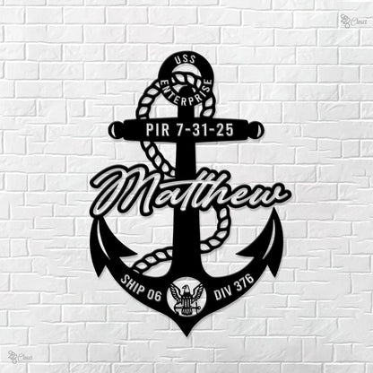 Custom Navy Anchor LED Sign, Personalized Military Wall Light, Gift for dad, Personalized Navy Decor, Gift for Graduation, Sailor Anchor LED