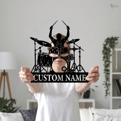 Custom Drummer LED Metal Sign, Personalized Drum Set Wall Light, Music Room Gift, Music Lover Gift, Drum Player LED Wall, Gift for drummer