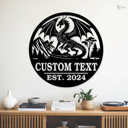 Custom Dragon Metal Sign, Personalized Fantasy Wall Art, Dragon Wall, Sign for Fantasy Lover, Dragon Sign, Dragon lover gift, Fantasy decor