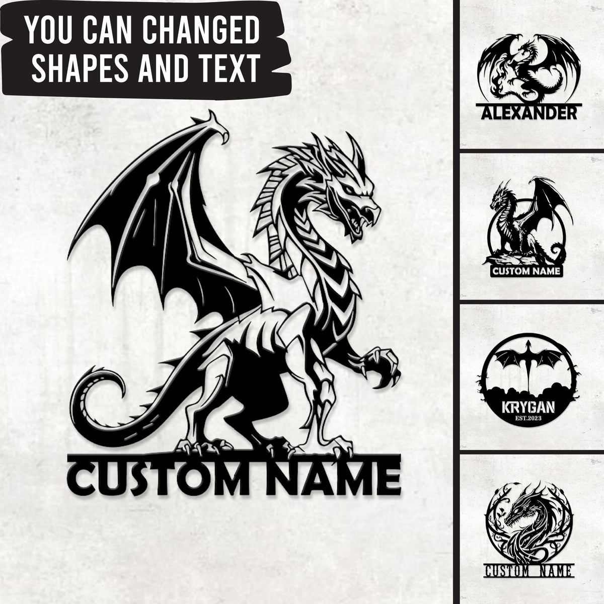 Custom Dragon Metal Sign, Personalized Fantasy Wall Art, Dragon Wall, Sign for Fantasy Lover, Dragon Sign, Dragon lover gift, Fantasy decor
