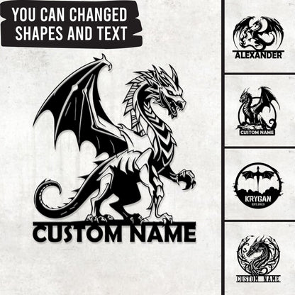 Custom Dragon Metal Sign, Personalized Fantasy Wall Art, Dragon Wall, Sign for Fantasy Lover, Dragon Sign, Dragon lover gift, Fantasy decor