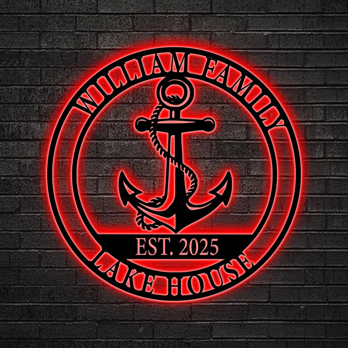 Custom Nautical Anchor Led Sign, Beach House Decor, Personalized Nautical LED Wall, Family Name Cabin Decor, Coastal Home Sign,Nautical gift
