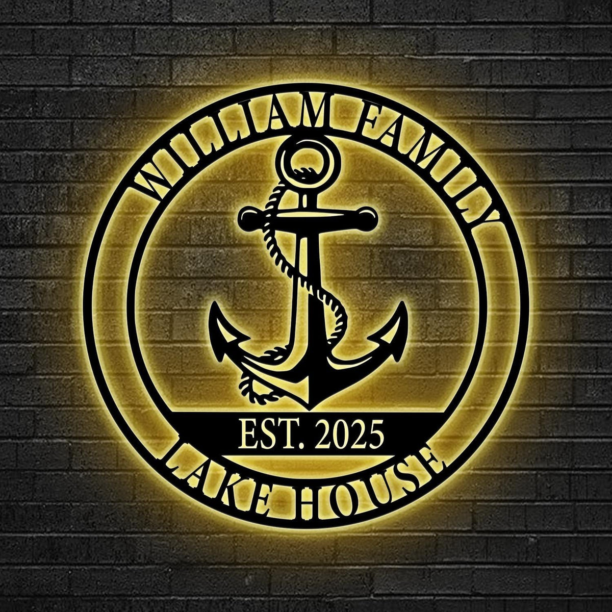 Custom Nautical Anchor Led Sign, Beach House Decor, Personalized Nautical LED Wall, Family Name Cabin Decor, Coastal Home Sign,Nautical gift
