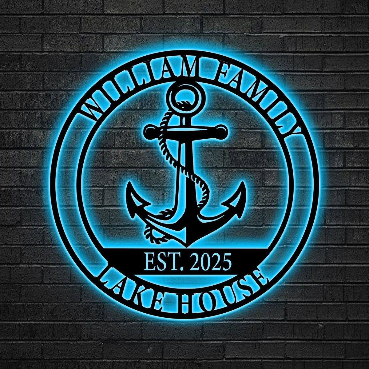 Custom Nautical Anchor Led Sign, Beach House Decor, Personalized Nautical LED Wall, Family Name Cabin Decor, Coastal Home Sign,Nautical gift