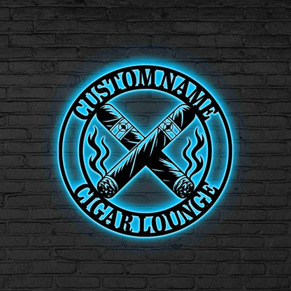 Custom Cigar Lounge LED Metal Sign, Personalized Smoking Room Wall Light, Gift for dad, Cigar Lounge Neon Sign, Smoking metal gift,Xmas Gift