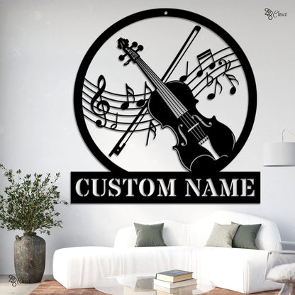 Personalized Violin LED Sign, Custom Music Wall Light with Name, Musical Notes for Musician, Music Note Violin Sign, Gift for Music Teacher