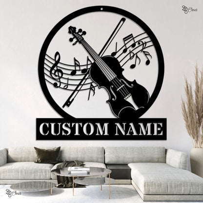 Personalized Violin LED Sign, Custom Music Wall Light with Name, Musical Notes for Musician, Music Note Violin Sign, Gift for Music Teacher