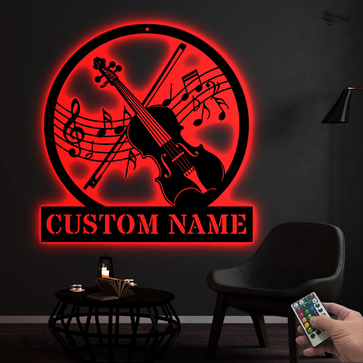 Personalized Violin LED Sign, Custom Music Wall Light with Name, Musical Notes for Musician, Music Note Violin Sign, Gift for Music Teacher