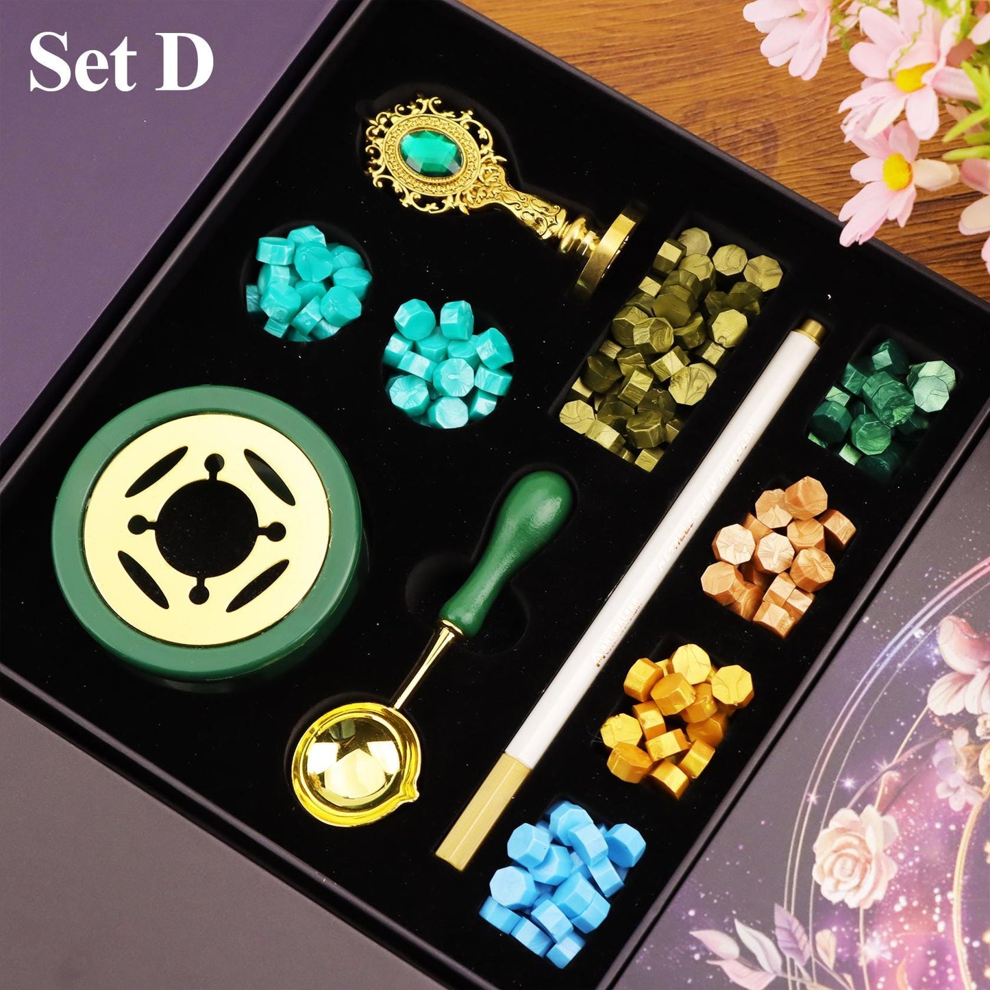 Zodiac Rose Custom Wax Seal Stamp Kit, Send Proof, Custom Any Logo Wax Seal, Personalized Wax Seal Kit for Gift, Wedding Wax Stamp Kit