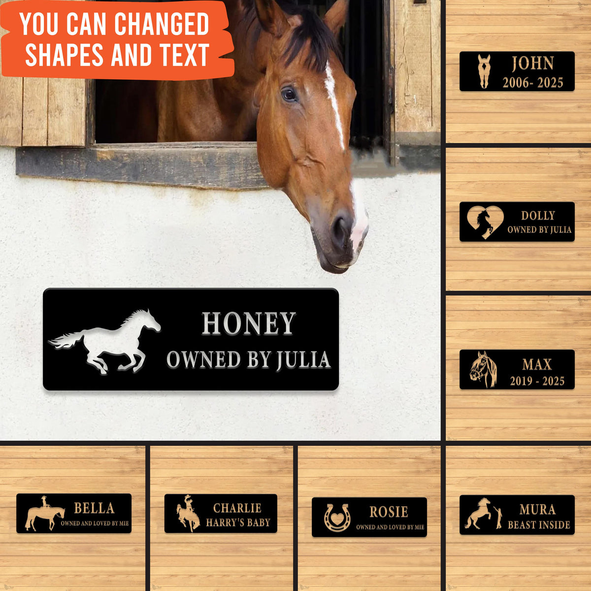 Horse Name Sign, Horseshoe Stable Name Plaque, Horse Stall Metal Sign, Horse Farm Sign, Barn Decor, Horse Stable Name Sign, Equestrian gift