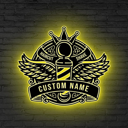 Custom Barber Shop LED Sign,Haircut & Shave Salon Decor, Gift for son, Haircut Shave LED Decor, Barbershop Gift, Barber lover gift, Dad Gift