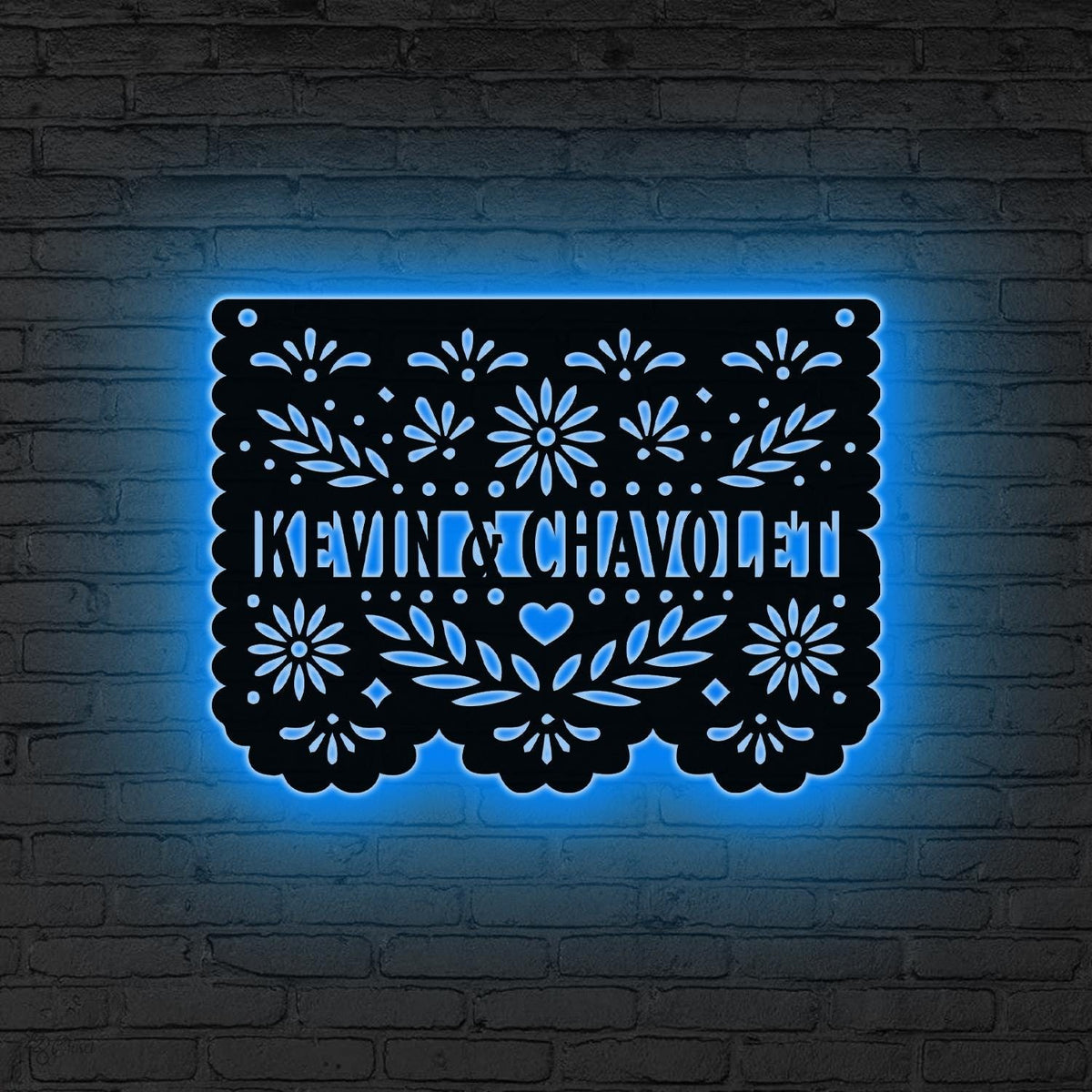 Custom Papel Picado Metal Sign Led Light, Dia de los Muertos Decor, Papel Picado Wall Art, Mexican Family Name Sign, Wedding Gift,Home Decor