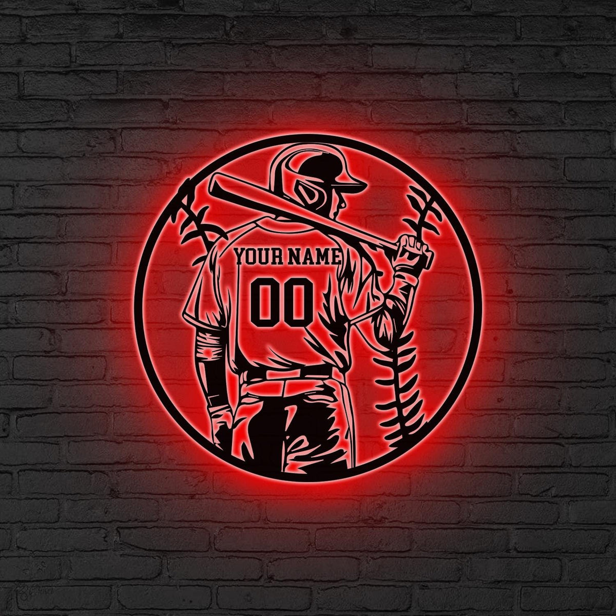 Custom Baseball Metal Wall Art LED Light, Baseball Sign Personalized Softball Player Name Sign, Home Decor Kid Room Decor Baseball team gift