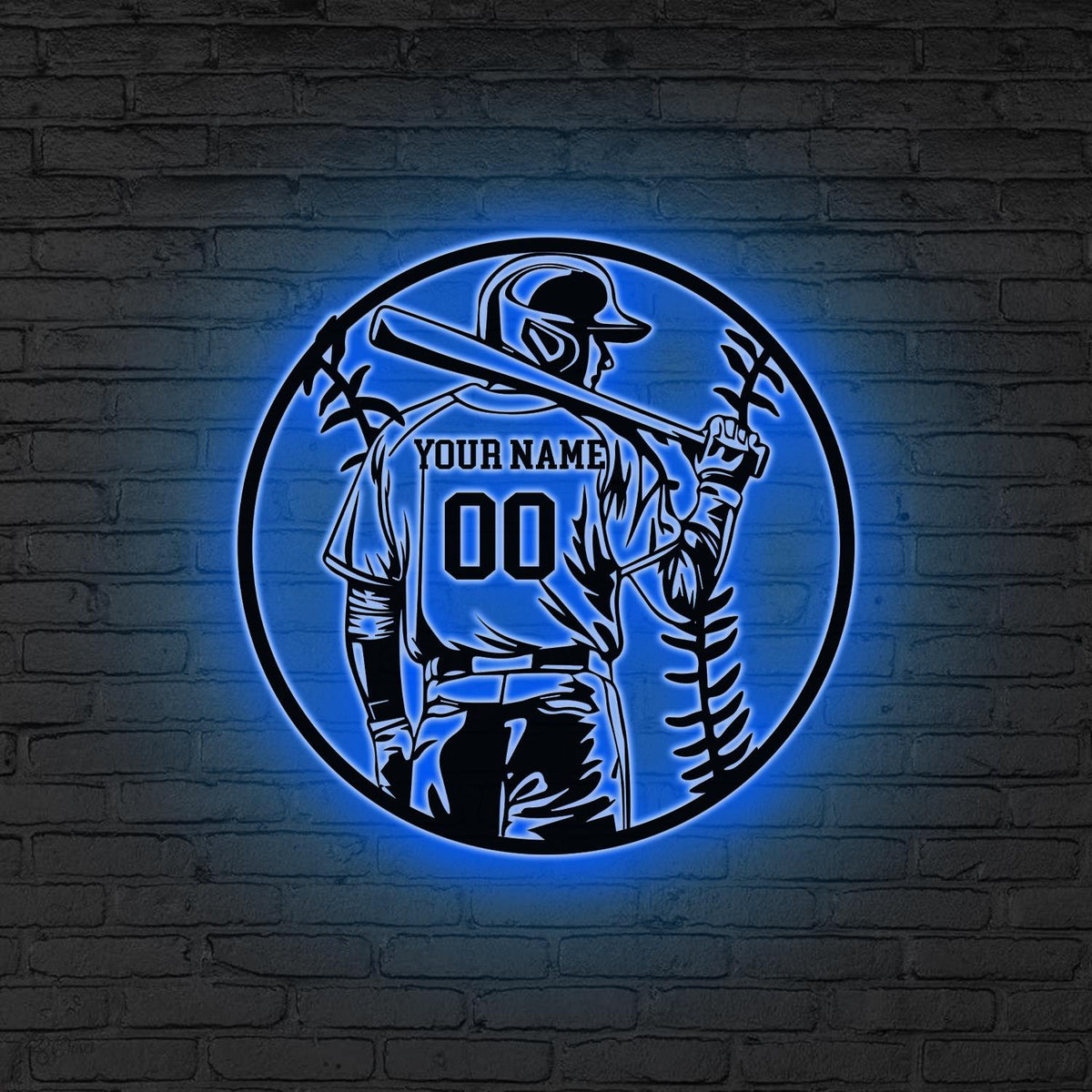 Custom Baseball Metal Wall Art LED Light, Baseball Sign Personalized Softball Player Name Sign, Home Decor Kid Room Decor Baseball team gift