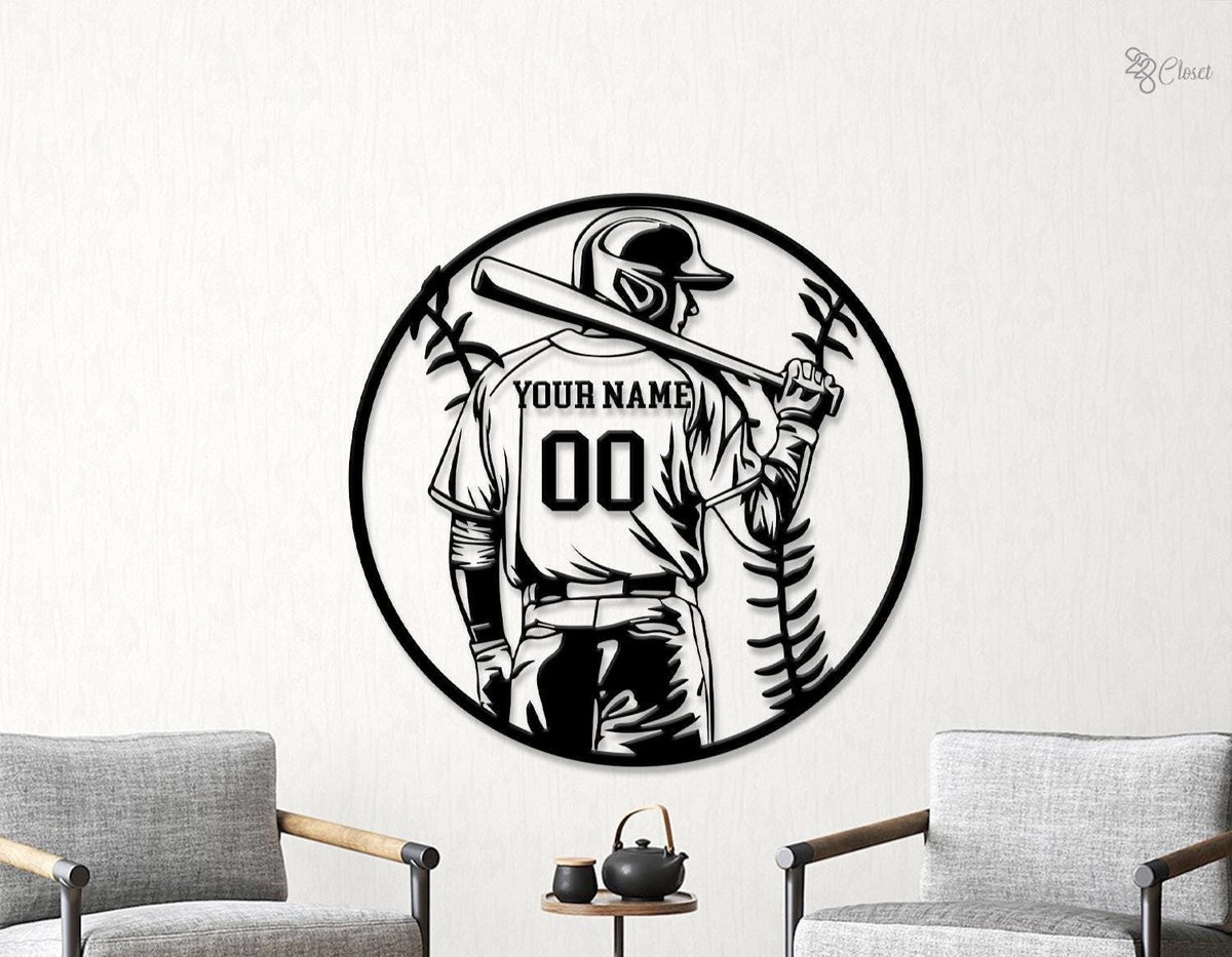 Custom Baseball Metal Wall Art LED Light, Baseball Sign Personalized Softball Player Name Sign, Home Decor Kid Room Decor Baseball team gift