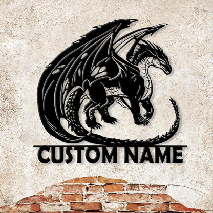 Custom Dragon Metal Sign, Personalized Fantasy Wall Art, Dragon Wall, Sign for Fantasy Lover, Dragon Sign, Dragon lover gift, Fantasy decor