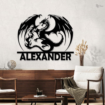 Custom Dragon Metal Sign, Personalized Fantasy Wall Art, Dragon Wall, Sign for Fantasy Lover, Dragon Sign, Dragon lover gift, Fantasy decor