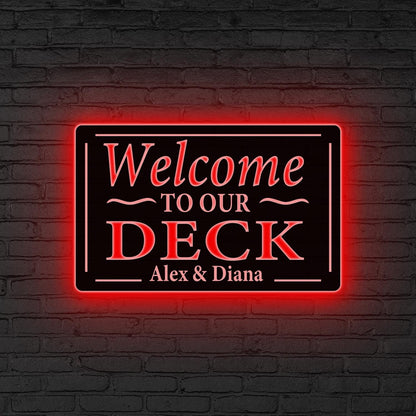 Custom Backyard Oasis Sign LED Light, Patio Sign Welcome To Our Backyard Sign, Custom Deck Sign, Outdoor Decor Porch Sign, Metal Deck Sign