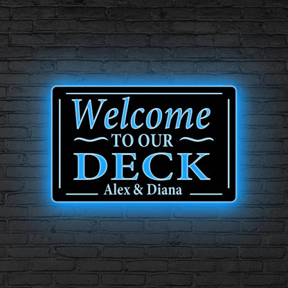 Custom Backyard Oasis Sign LED Light, Patio Sign Welcome To Our Backyard Sign, Custom Deck Sign, Outdoor Decor Porch Sign, Metal Deck Sign