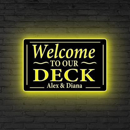 Custom Backyard Oasis Sign LED Light, Patio Sign Welcome To Our Backyard Sign, Custom Deck Sign, Outdoor Decor Porch Sign, Metal Deck Sign