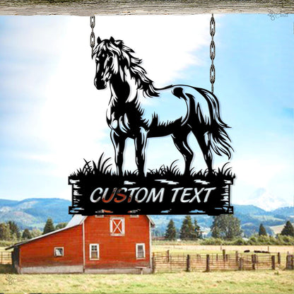 Custom Horse Name Sign, Personalized Barn Metal Sign, Gift for farm, Western Farmhouse Ranch Wall, Horse Stable Sign, Equestrian Gift Horse