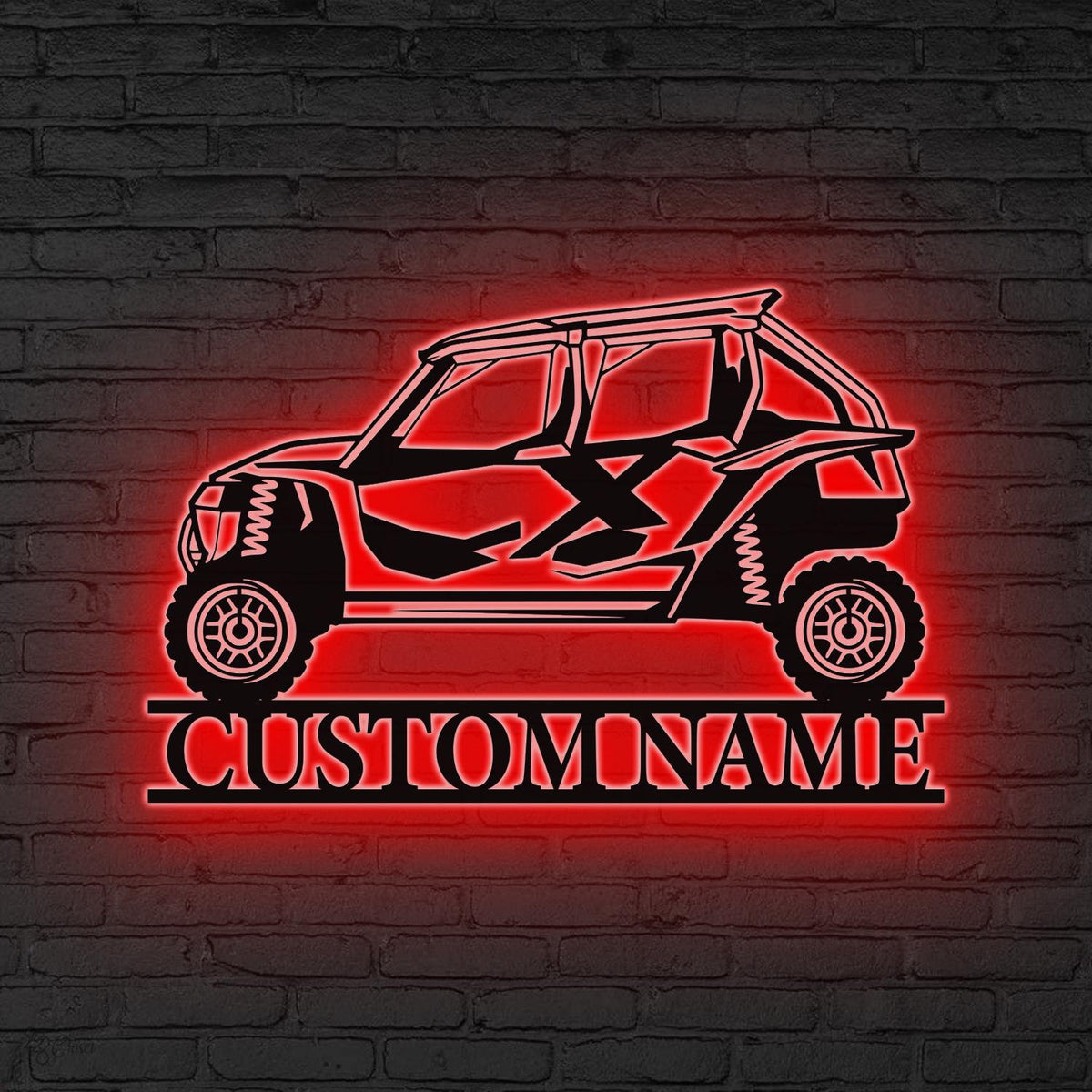 Custom Name UTV Metal Sign Led Lights,  ATV Off Road Metal, Personalized Off-Road Adventure Sign, Side by Side LED Wall Art, Mountain Sign