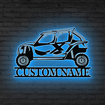 Custom Name UTV Metal Sign Led Lights,  ATV Off Road Metal, Personalized Off-Road Adventure Sign, Side by Side LED Wall Art, Mountain Sign