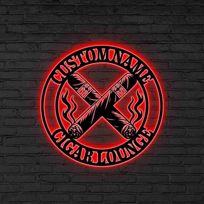 Custom Cigar Lounge LED Metal Sign, Personalized Smoking Room Wall Light, Gift for dad, Cigar Lounge Neon Sign, Smoking metal gift,Xmas Gift