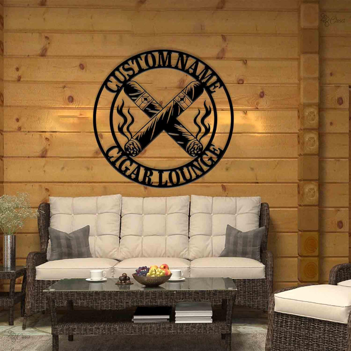 Custom Cigar Lounge LED Metal Sign, Personalized Smoking Room Wall Light, Gift for dad, Cigar Lounge Neon Sign, Smoking metal gift,Xmas Gift
