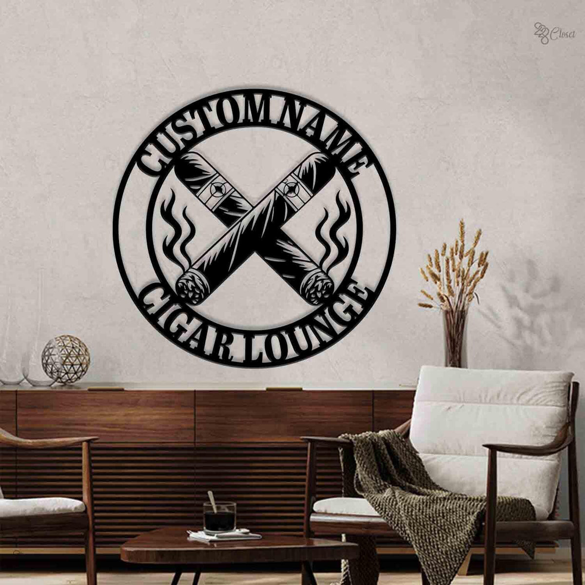 Custom Cigar Lounge LED Metal Sign, Personalized Smoking Room Wall Light, Gift for dad, Cigar Lounge Neon Sign, Smoking metal gift,Xmas Gift
