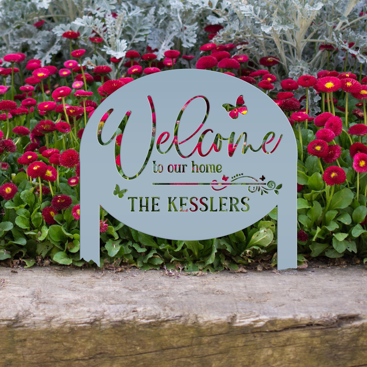 Charming Custom Welcome Sign for Your Home - Butterfly Metal Yard Stake - Welcoming Outdoor Lawn Decor - Personalized Housewarming Gifts