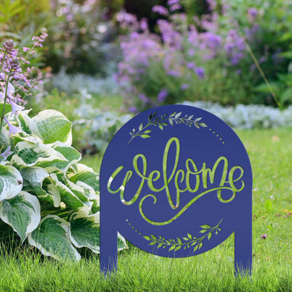 Cute Welcome Sign - Laser Cut Outdoor Home Decor - Welcoming Metal Yard Stake Art - Charming Garden Decoration - Unique Realtor Closing Gift