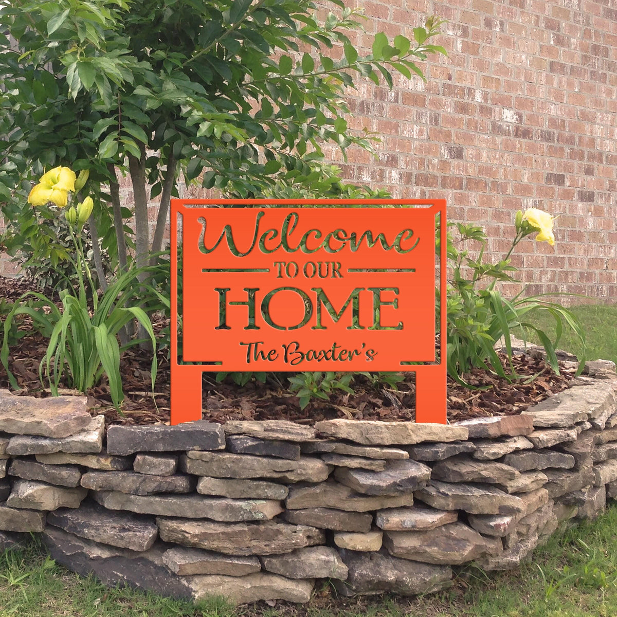 Personalized Welcome to our Home Metal Yard Stake Sign