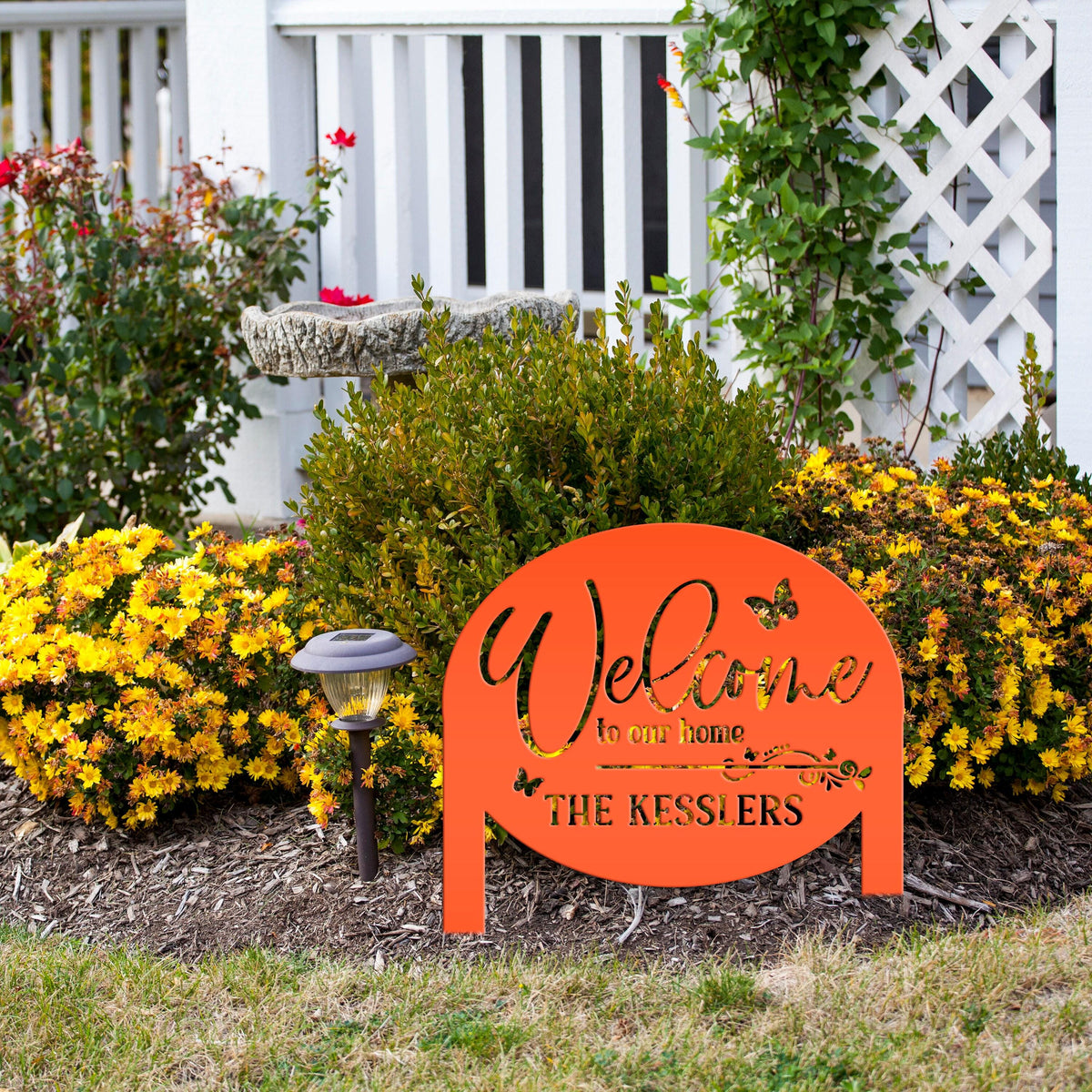 Charming Custom Welcome Sign for Your Home - Butterfly Metal Yard Stake - Welcoming Outdoor Lawn Decor - Personalized Housewarming Gifts
