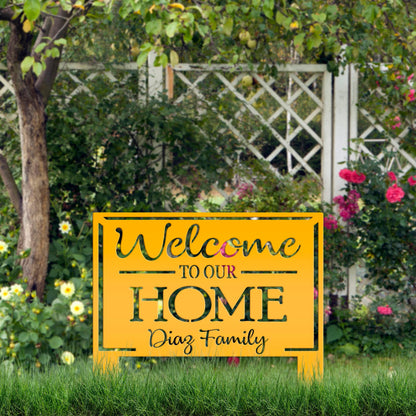 Personalized Welcome to our Home Metal Yard Stake Sign
