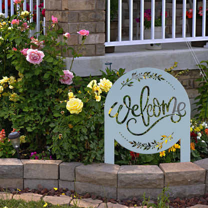 Cute Welcome Sign - Laser Cut Outdoor Home Decor - Welcoming Metal Yard Stake Art - Charming Garden Decoration - Unique Realtor Closing Gift