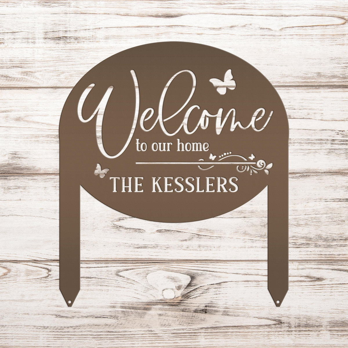 Charming Custom Welcome Sign for Your Home - Butterfly Metal Yard Stake - Welcoming Outdoor Lawn Decor - Personalized Housewarming Gifts