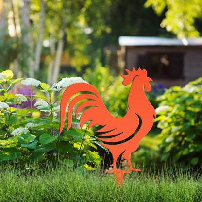 Assorted Chicken Garden Metal Yard Stakes
