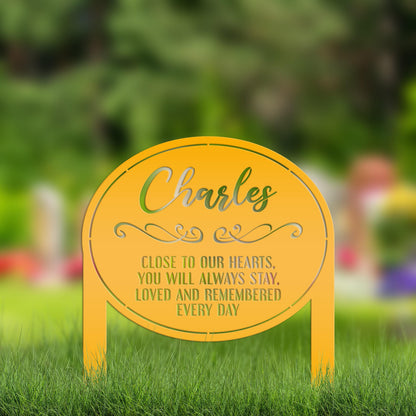 Memorial Metal Yard Stake - Unique Custom Keepsake for Remembrance - Personalized Memorial Gravestone Decoration - Comforting Sympathy Gifts