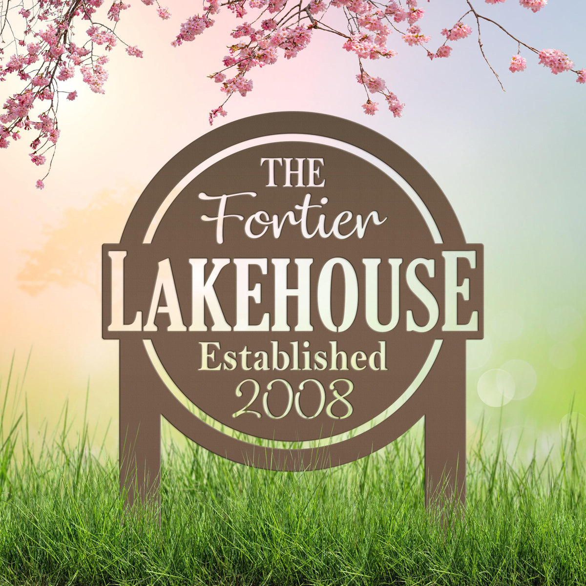 Outdoor Name Sign for the Lake, Custom last name and established date yard stake